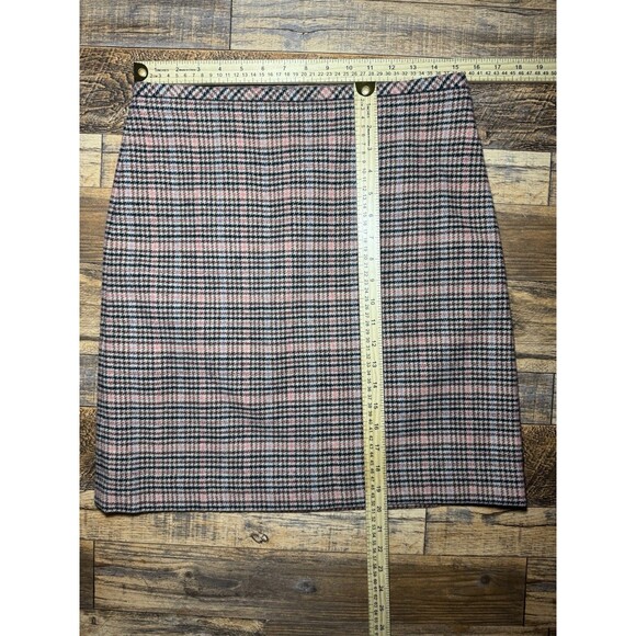 Talbots Women’s Plaid Wool Blend Skirt Size 6 – Pink Gray Check With Zip - Picture 5 of 5